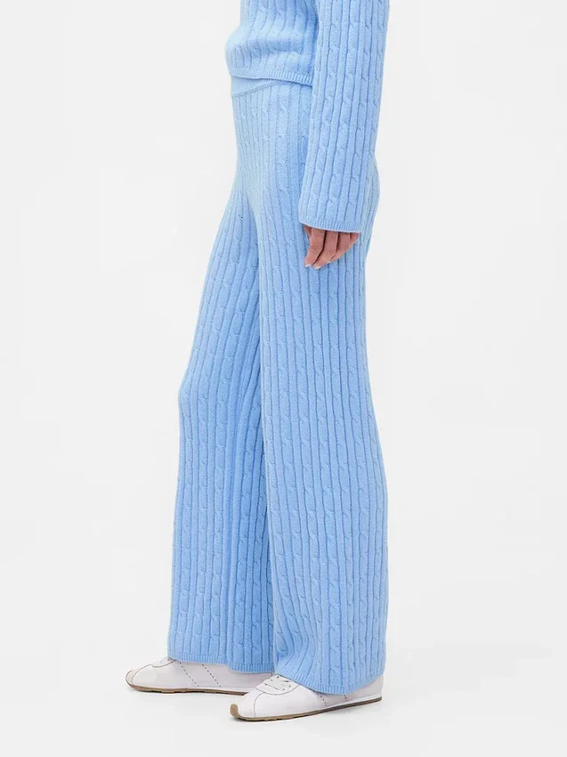 Pantalones de jerséu con tejido trenzado CashSoft