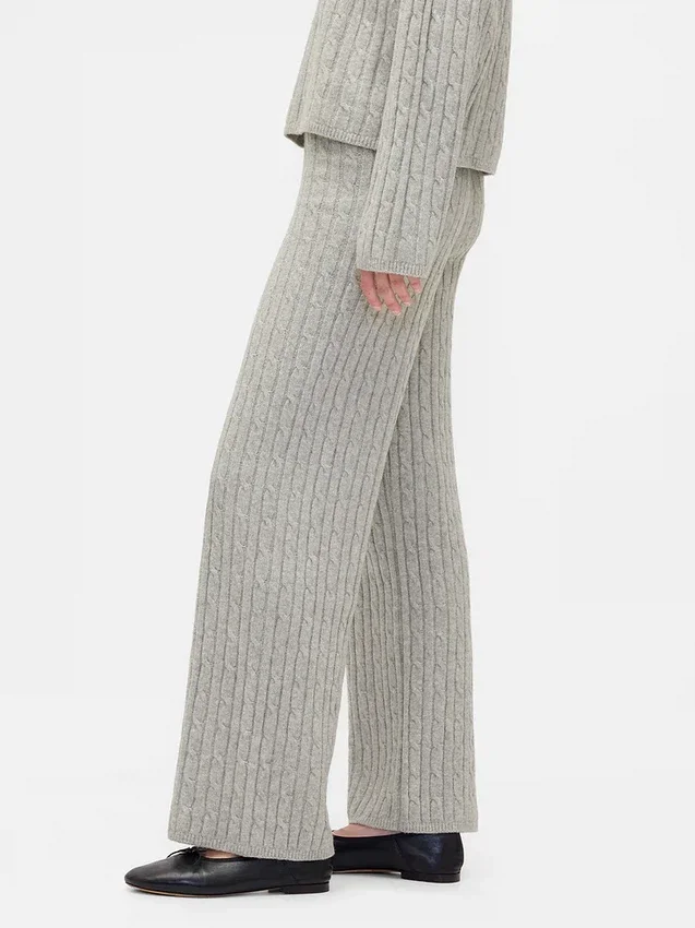 Pantalones de jerséu con tejido trenzado CashSoft