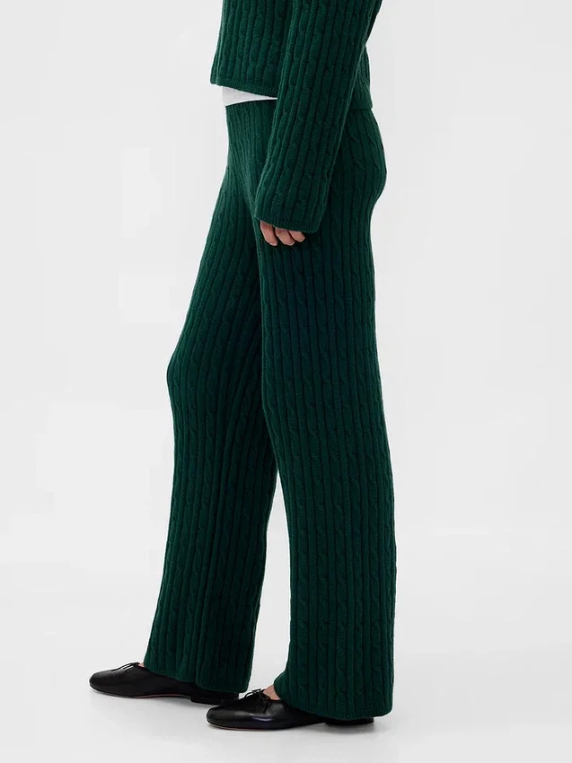 Pantalones de jerséu con tejido trenzado CashSoft