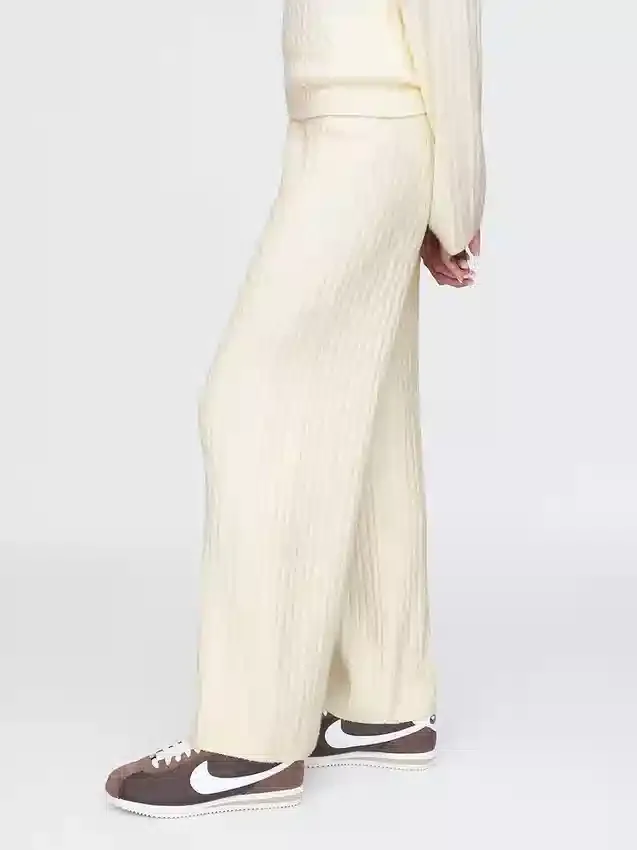 Pantalones de jerséu con tejido trenzado CashSoft