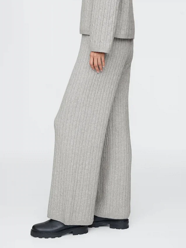 Pantalones de jerséu con tejido trenzado CashSoft