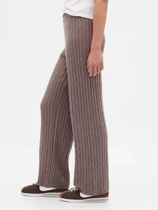 Pantalones de jerséu con tejido trenzado CashSoft