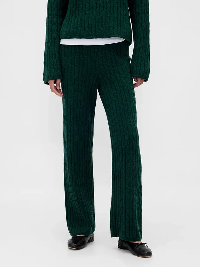 Pantalones de jerséu con tejido trenzado CashSoft