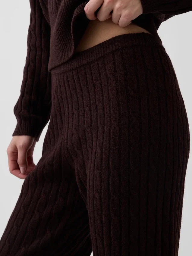 Pantalones de jerséu con tejido trenzado CashSoft