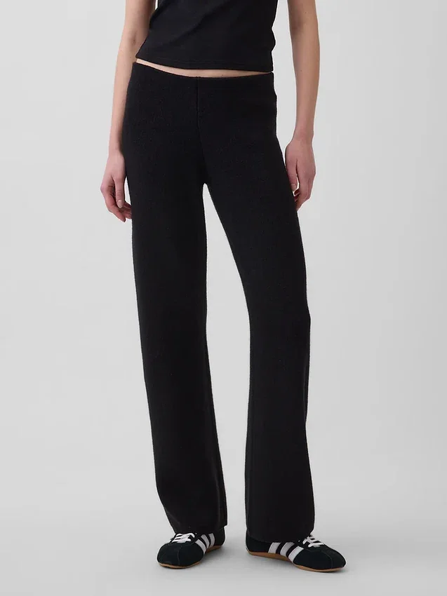 Pantalones de jerséu de talle bajo de mezcla de algodón con corte de bota