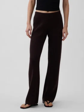 Pantalones de jerséu de talle bajo de mezcla de algodón con corte de bota