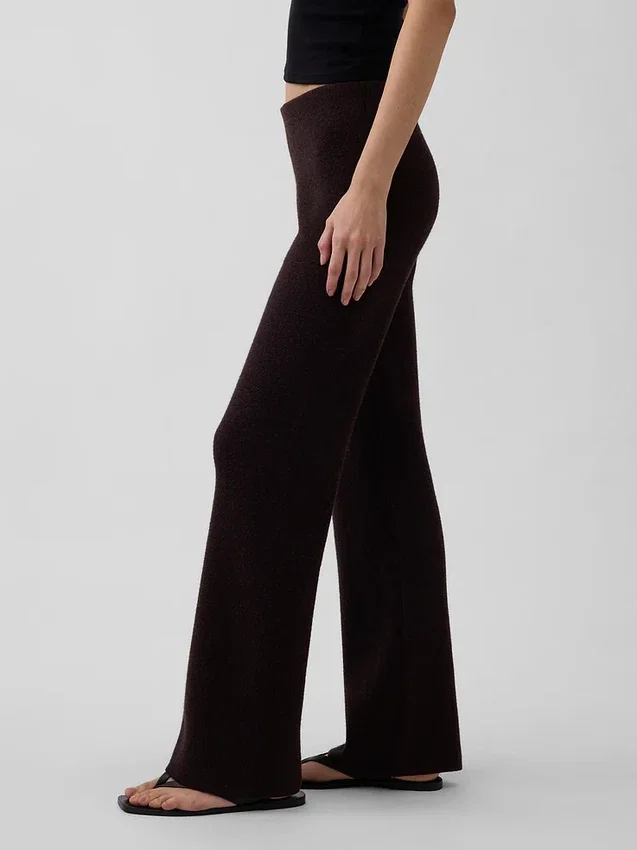 Pantalones de jerséu de talle bajo de mezcla de algodón con corte de bota