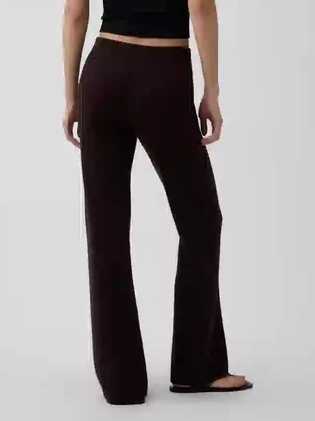 Pantalones de jerséu de talle bajo de mezcla de algodón con corte de bota