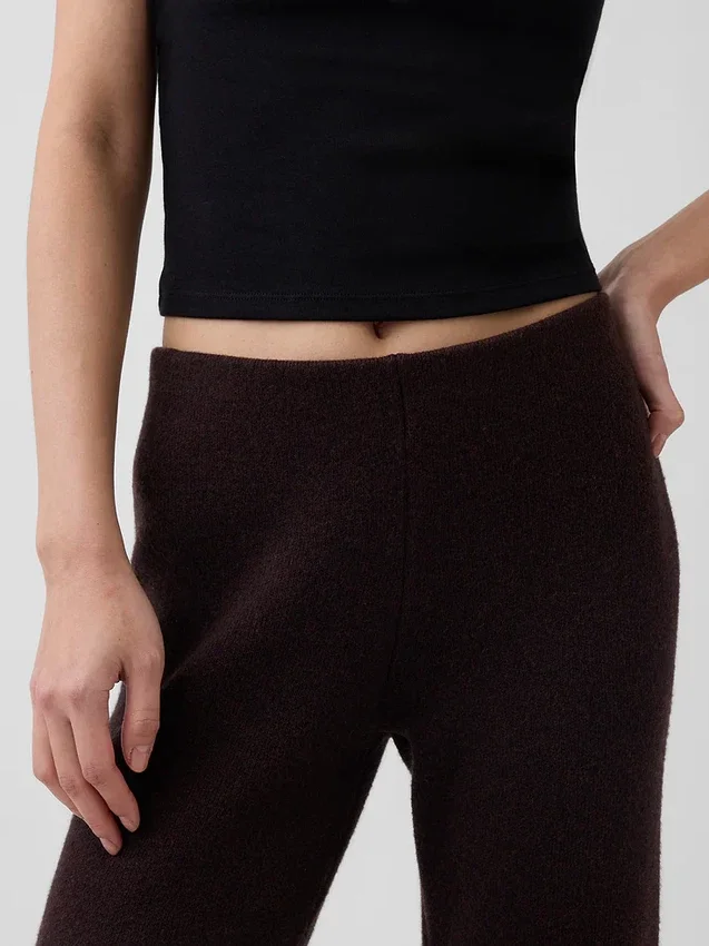 Pantalones de jerséu de talle bajo de mezcla de algodón con corte de bota