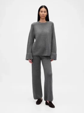 Pantalones de jerséu marrón con punto Shaker de CashSoft