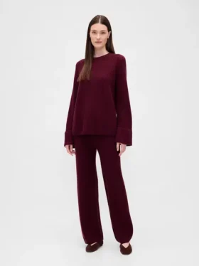 Pantalones de jerséu marrón con punto Shaker de CashSoft