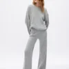 Pantalones de jerséu marrón con punto Shaker de CashSoft