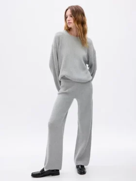 Pantalones de jerséu marrón con punto Shaker de CashSoft