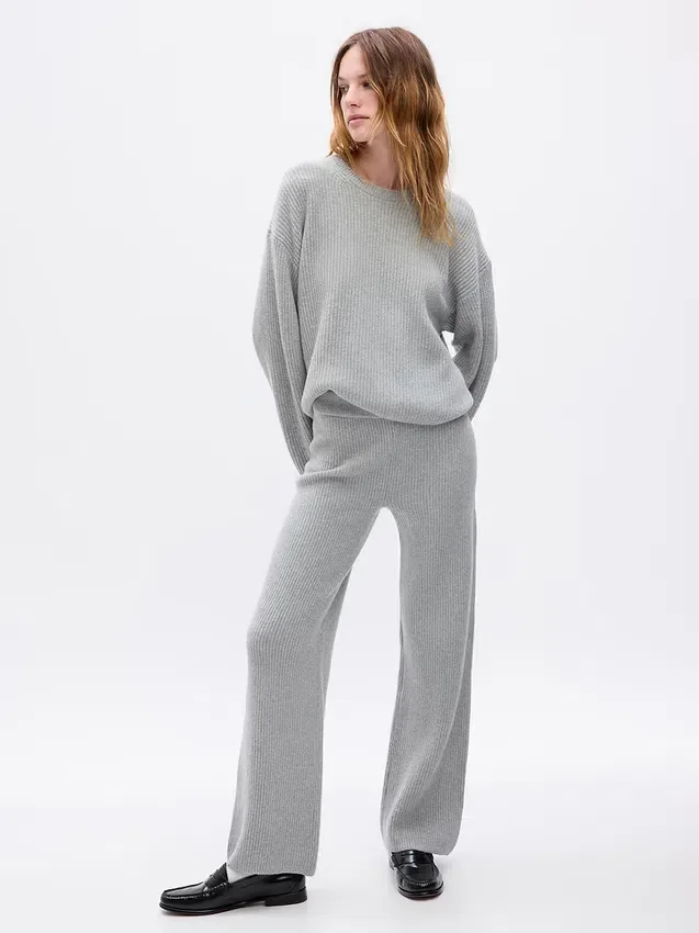Pantalones de jerséu marrón con punto Shaker de CashSoft