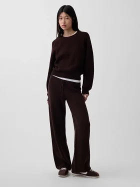 Pantalones de jerséu marrón con punto Shaker de CashSoft