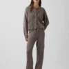 Pantalones de jerséu marrón con punto Shaker de CashSoft
