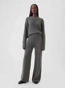 Pantalones de jerséu marrón con punto Shaker de CashSoft