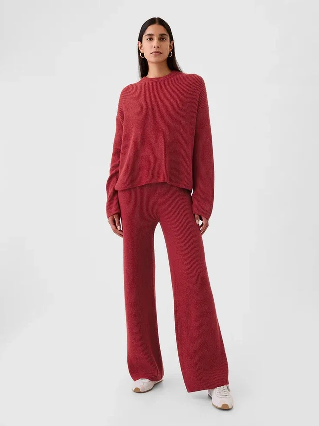 Pantalones de jerséu marrón con punto Shaker de CashSoft