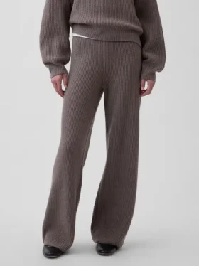 Pantalones de jerséu marrón con punto Shaker de CashSoft