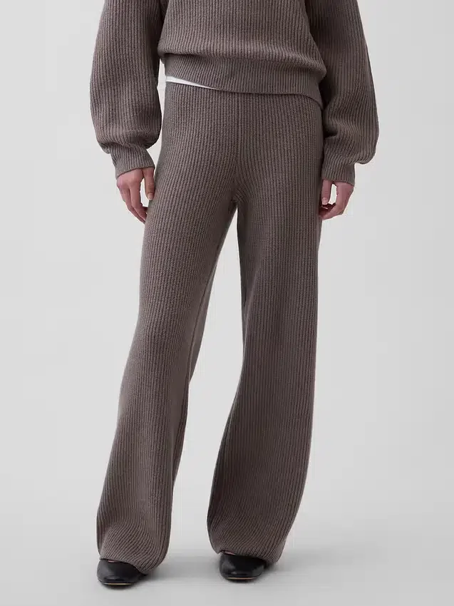 Pantalones de jerséu marrón con punto Shaker de CashSoft