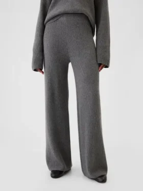 Pantalones de jerséu marrón con punto Shaker de CashSoft
