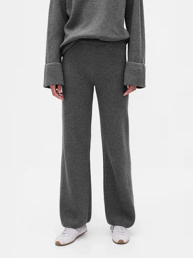 Pantalones de jerséu marrón con punto Shaker de CashSoft
