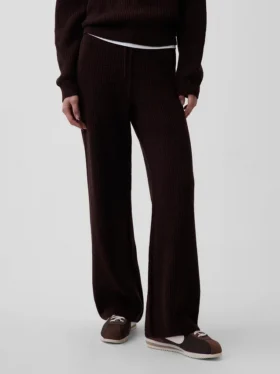 Pantalones de jerséu marrón con punto Shaker de CashSoft