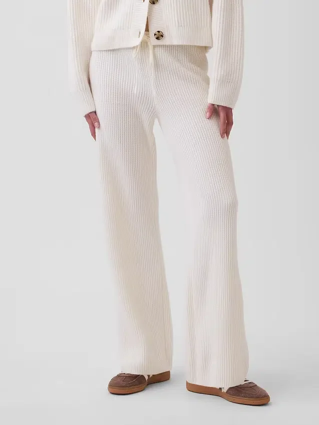 Pantalones de jerséu marrón con punto Shaker de CashSoft