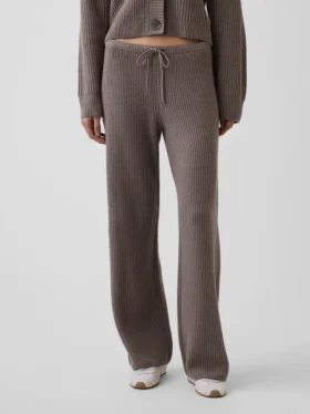 Pantalones de jerséu marrón con punto Shaker de CashSoft