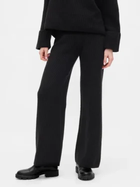 Pantalones de jerséu marrón con punto Shaker de CashSoft
