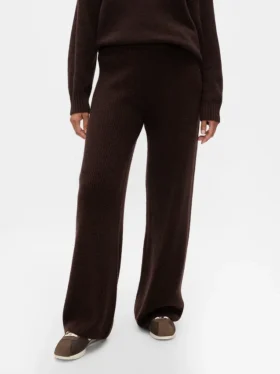 Pantalones de jerséu marrón con punto Shaker de CashSoft