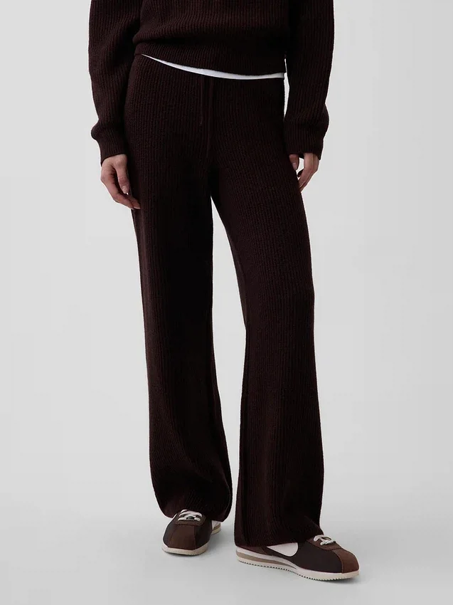 Pantalones de jerséu marrón con punto Shaker de CashSoft
