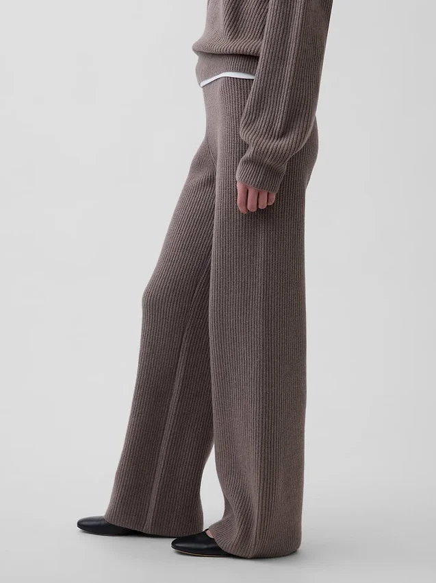 Pantalones de jerséu marrón con punto Shaker de CashSoft