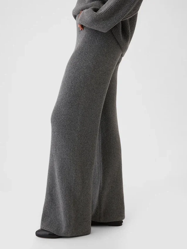Pantalones de jerséu marrón con punto Shaker de CashSoft