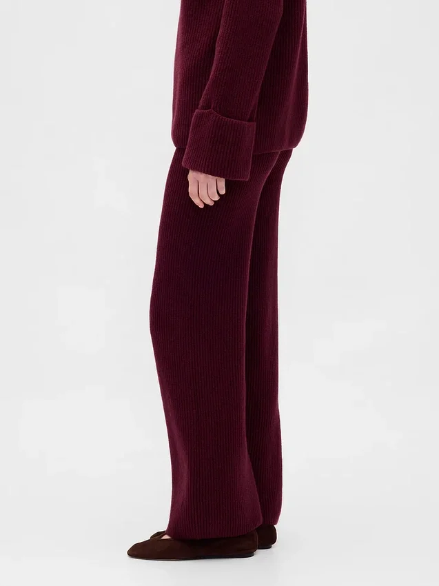 Pantalones de jerséu marrón con punto Shaker de CashSoft