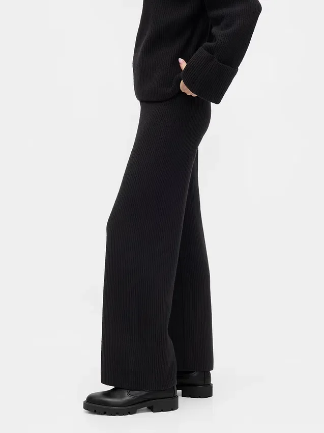 Pantalones de jerséu marrón con punto Shaker de CashSoft