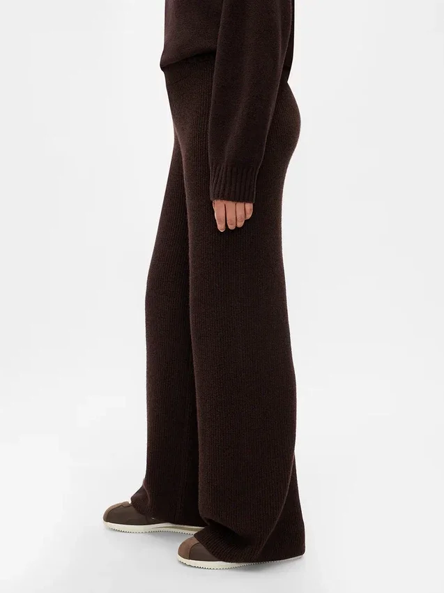 Pantalones de jerséu marrón con punto Shaker de CashSoft