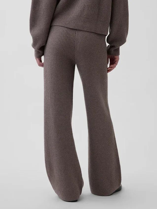 Pantalones de jerséu marrón con punto Shaker de CashSoft