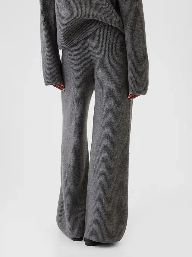 Pantalones de jerséu marrón con punto Shaker de CashSoft
