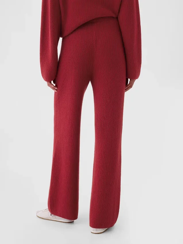 Pantalones de jerséu marrón con punto Shaker de CashSoft