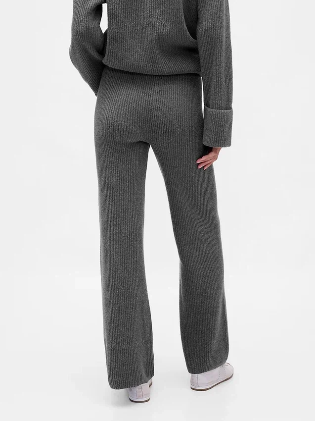 Pantalones de jerséu marrón con punto Shaker de CashSoft