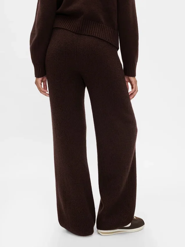 Pantalones de jerséu marrón con punto Shaker de CashSoft