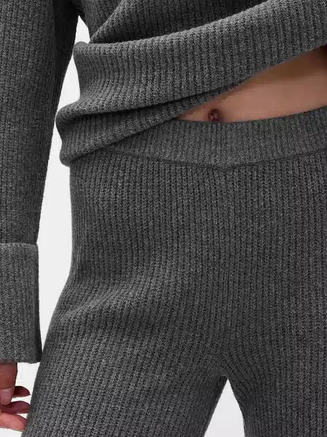 Pantalones de jerséu marrón con punto Shaker de CashSoft