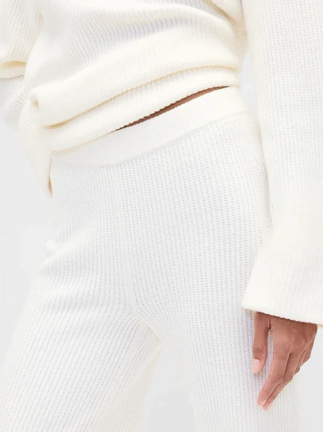 Pantalones de jerséu marrón con punto Shaker de CashSoft