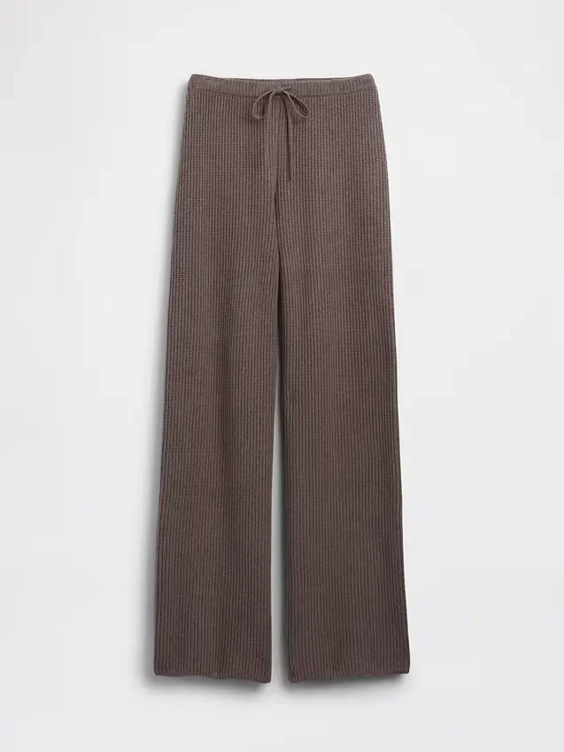 Pantalones de jerséu marrón con punto Shaker de CashSoft