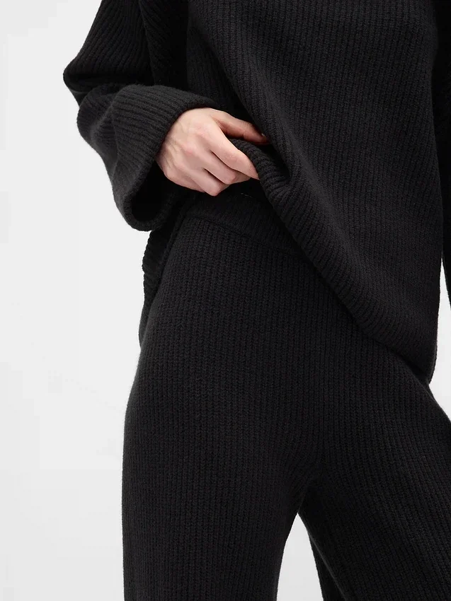 Pantalones de jerséu marrón con punto Shaker de CashSoft