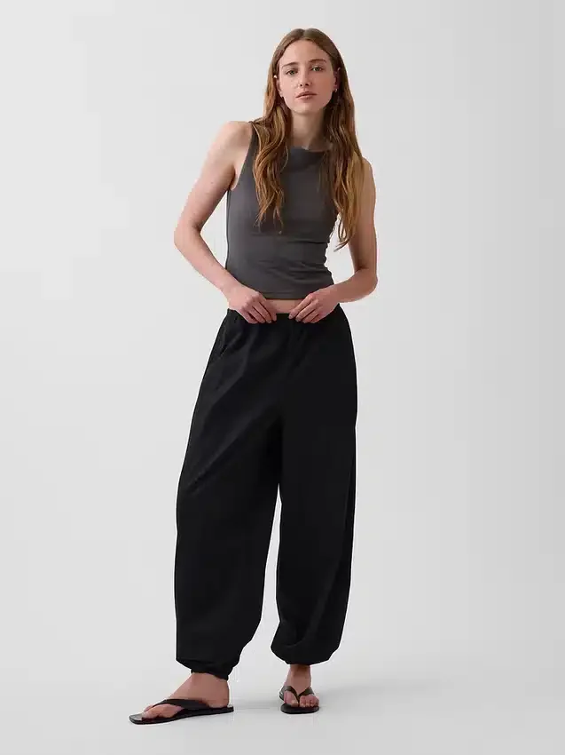 Pantalones de jogging holgados de popelín de algodón orgánico