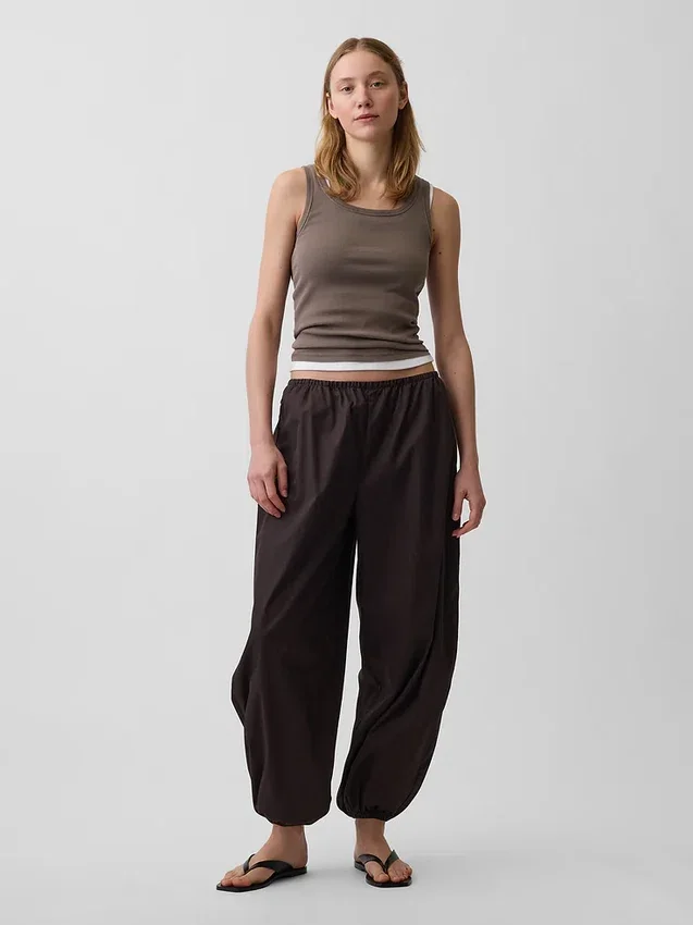 Pantalones de jogging holgados de popelín de algodón orgánico