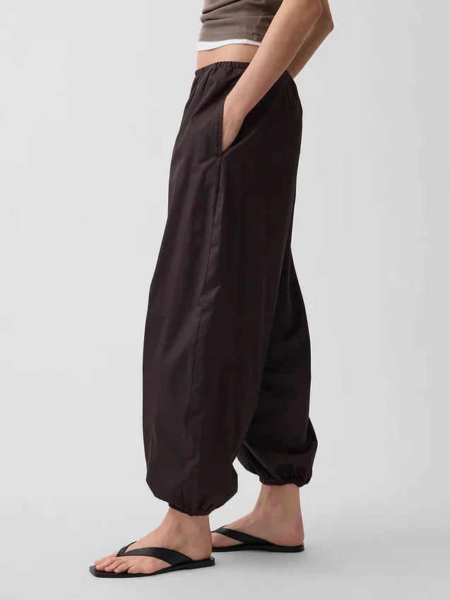 Pantalones de jogging holgados de popelín de algodón orgánico