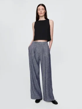 Pantalones de mezcla de lino de talle alto 365